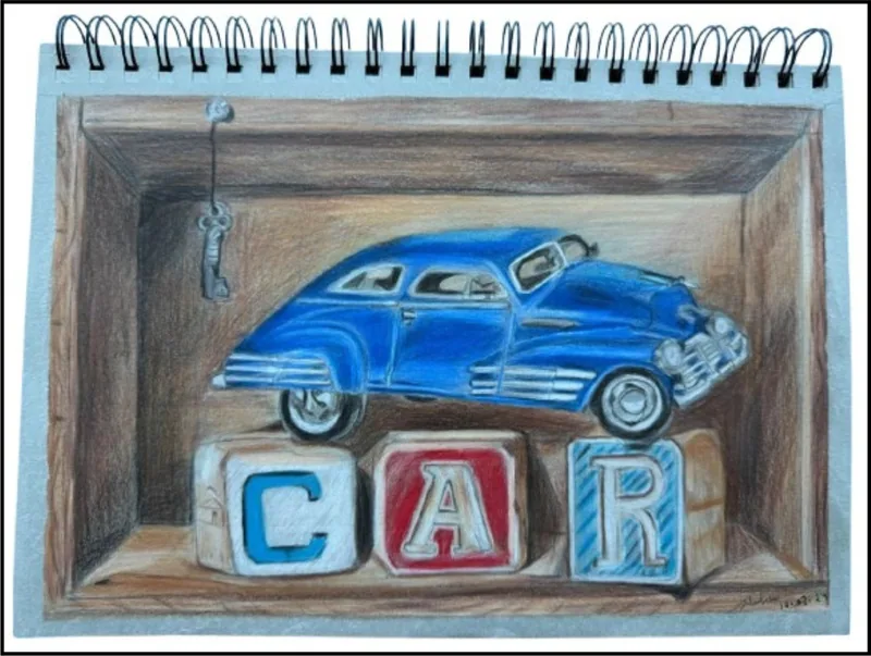 Toy Car on Alphabet Blocks