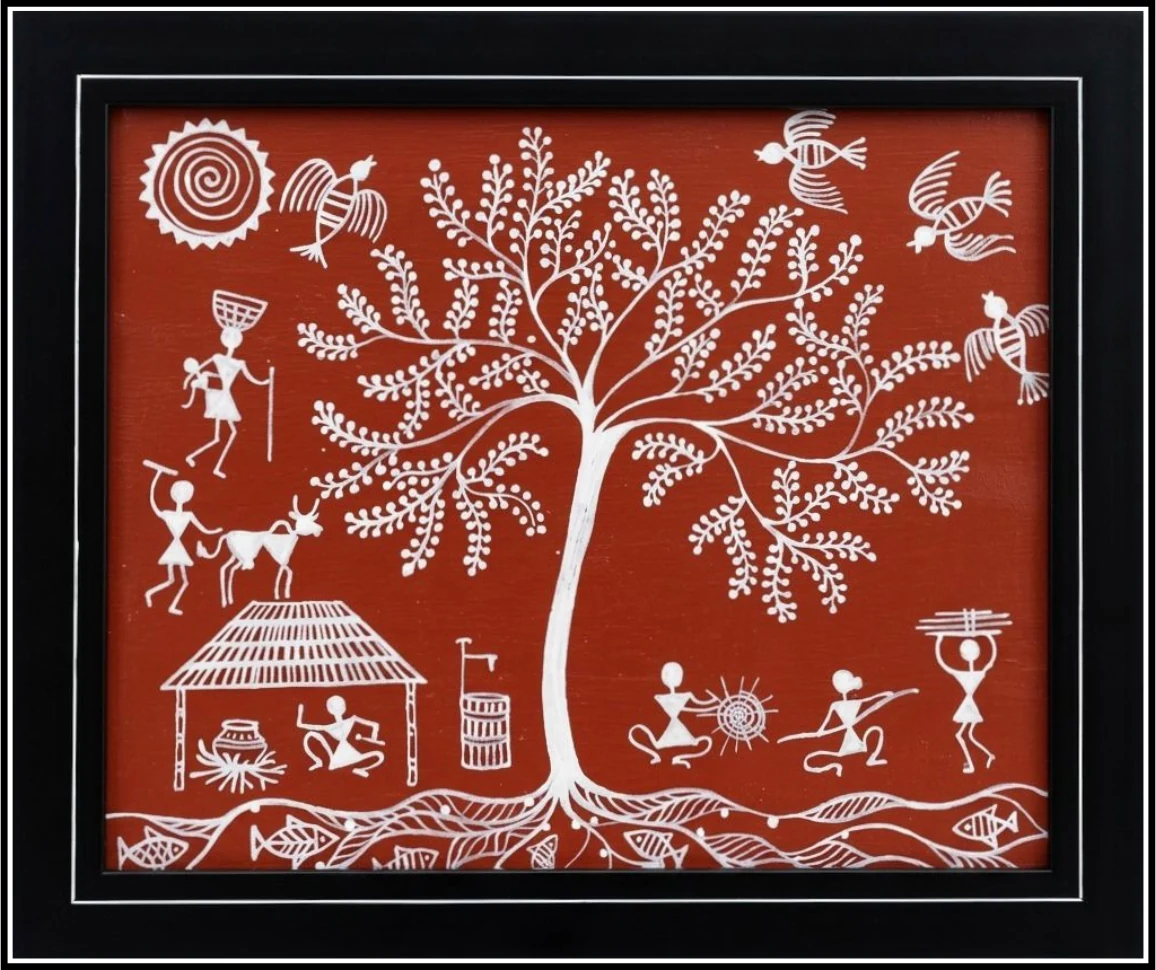 Warli — Tree of Life with Hut