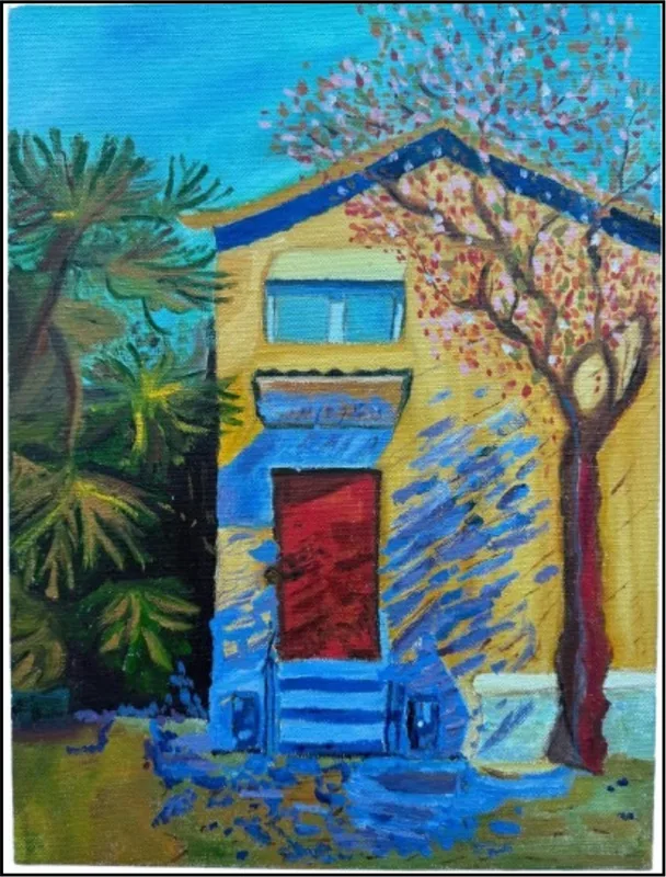 Yellow House with Red Door