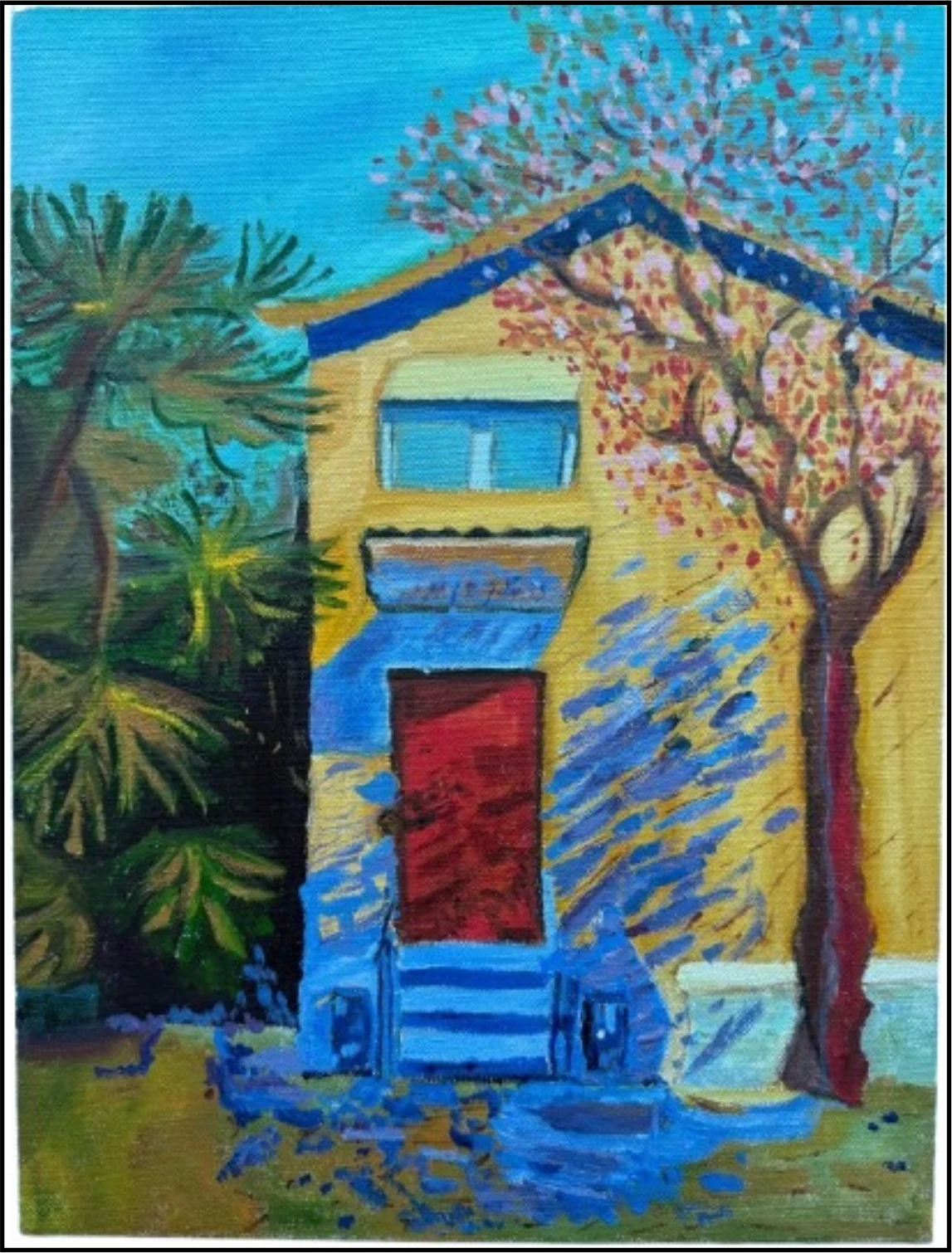 Yellow House with Red Door